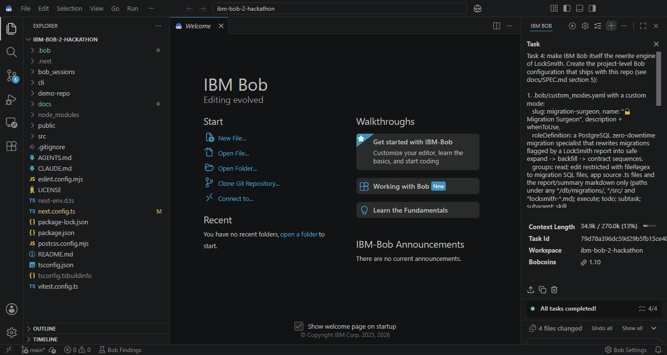 IBM Bob task 4 session summary