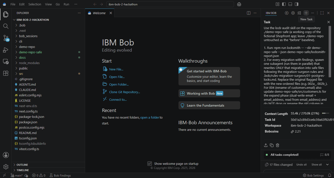 IBM Bob task 5 session summary