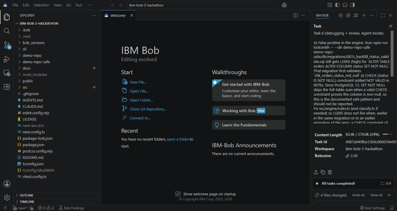 IBM Bob task 6 session summary